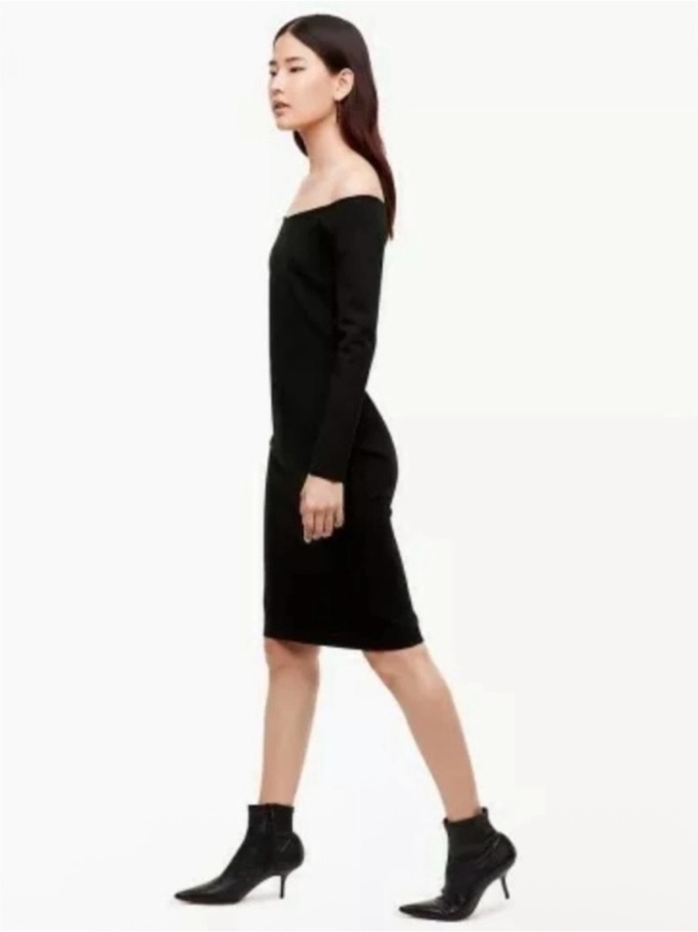 Aritzia Black Off-Shoulder Midi Dress